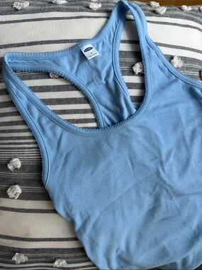 Old Navy Light Blue Ribbed Racerback Tank Top